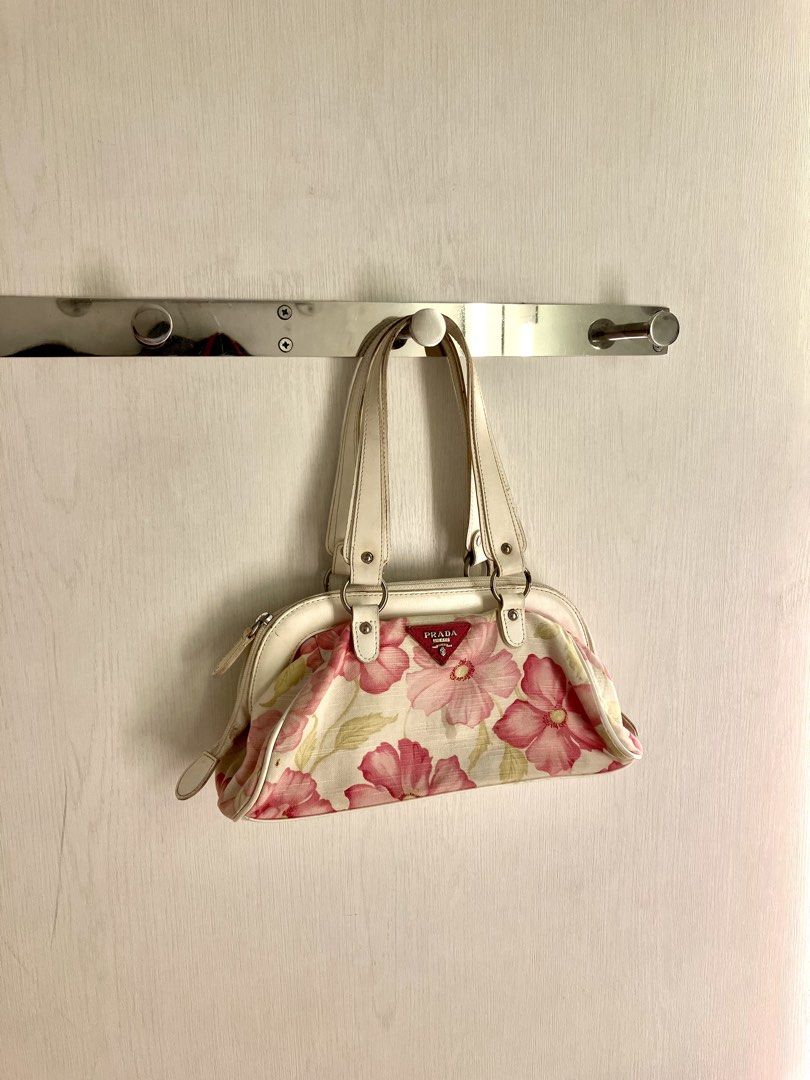 PR4DA small y2k ibiza floral printed pink and yellow kili baguette underarm bag | prad4 bowling mini dumpling summer shoulder bowler bag | AHS pinterest coquette barbiecore fairycore summer coachella kidcore tags: prada (Category: Shoulder Bags) located in Quezon City. Submitted by redumbrella02 (Listing ID 1428888411, Image 2). Description: For self authentication Has flaws. Stains and parang may hardened part on the front part of the canvas. No