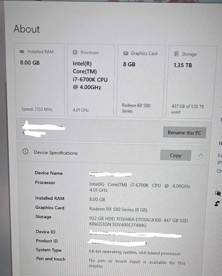 PC - Intel i7-6700K, RX 580, 8GB RAM