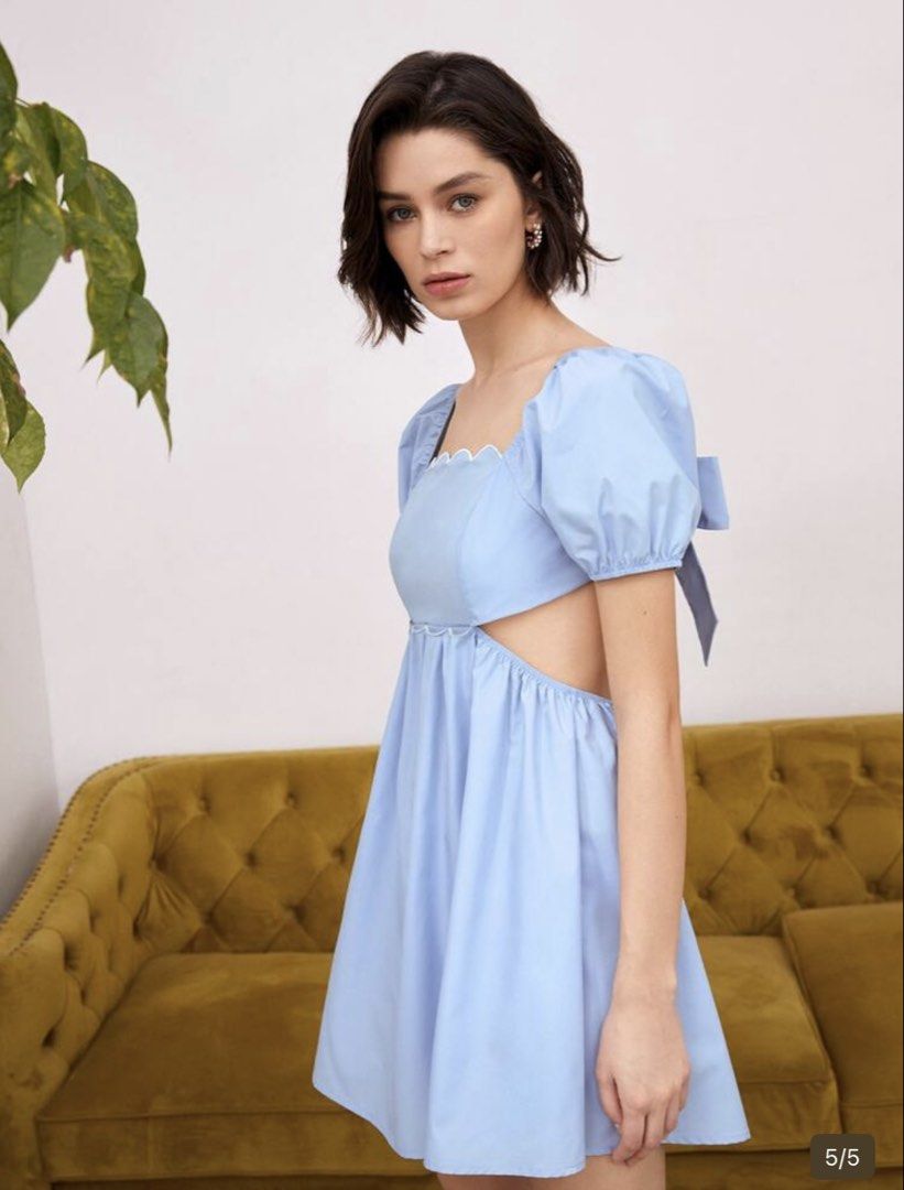 SHEIN Blue Cutout Mini Dress (Category: Dresses) located in Manila. Submitted by preloved.anry (Listing ID 1428905783, Image 3). Description: Used once.