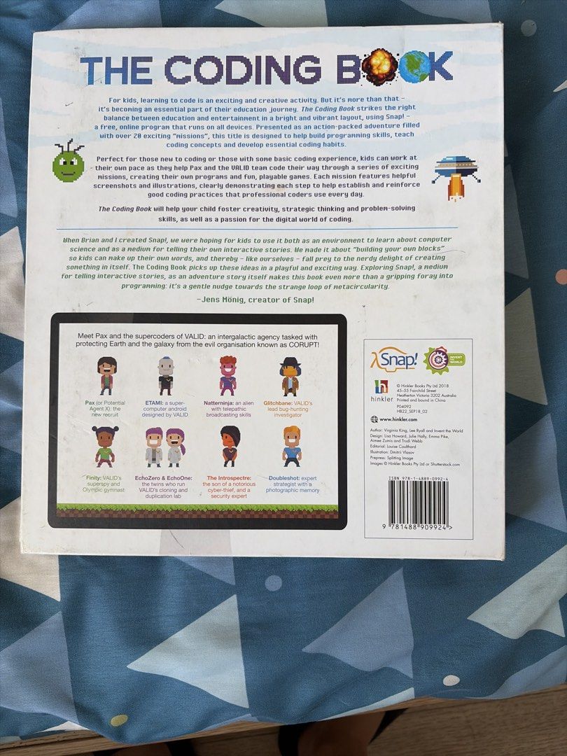 The Coding Book - Learn to Code (Category: Children's Books) located in Singapore. Submitted by decluttero (Listing ID 1428812336, Image 2). Description: Learn to code your way through fun missions, games, and more with the online drag-and-drop program Snap! Perfect for those new to coding or those who want to improve their skills. The Coding Book will help your child foster creativity, strategic thinking and problem-solving skills..
