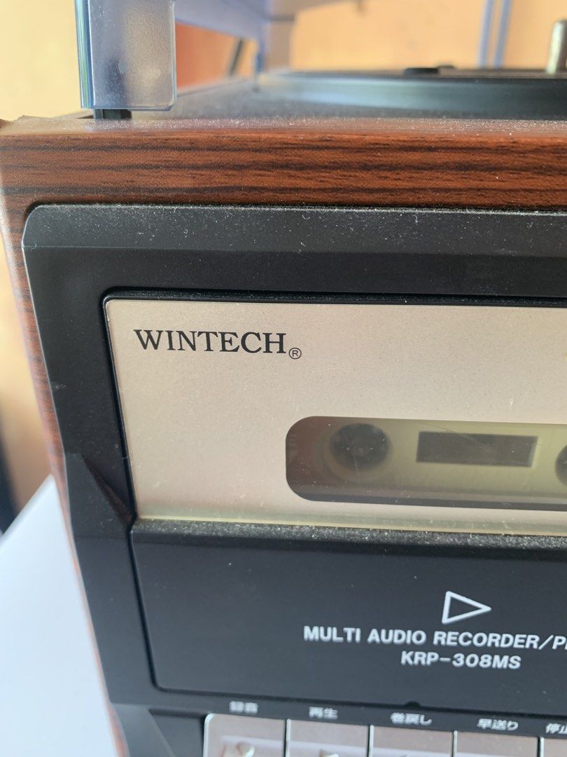 Wintech KRP-308MS Multi Audio Recorder/Player (Category: Soundbars, Speakers & Amplifiers) located in Calasiao. Submitted by beardmodefinds0707 (Listing ID 1428817656, Image 2). Description: Wintech KRP-308MS is a multi-function audio recorder/player. It features a turntable, cassette player, CD player, and radio. It also has USB and SD/SDHC card slots. The unit has controls for volume, radio tuning, and function selection. The back panel include