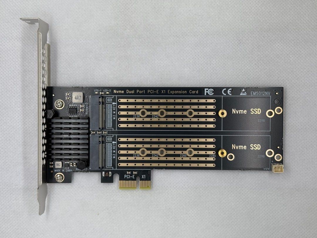 2x NVMe to PCIe adapter (Category: Computer Parts) located in Quezon City. Submitted by othermike (Listing ID 1429047319, Image 1). Description: This lets you install two (2) NVMe SSD drives in one PCIe slot (1x). It does NOT require bifurcation on the motherboard because it has a PCIe switch chip that does the splitting (ASM1182e). Very convenient for older motherboards and PCs. However, be aware that the chip is only PCIe Gen2x1 lane (which is 