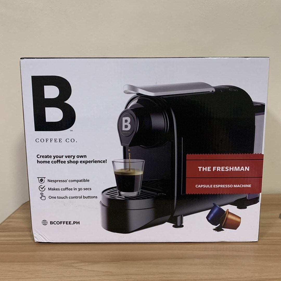 B Coffee Capsule Coffee Machine The Freshman (Category: Coffee Machines & Makers) located in Quezon City. Submitted by closet.decluttered (Listing ID 1429155077, Image 1). Description: Brand new B Coffee Capsule Machine The Freshman Nespresso compatible! With free frother Won in an office raffle! Located in Balintawak QC.