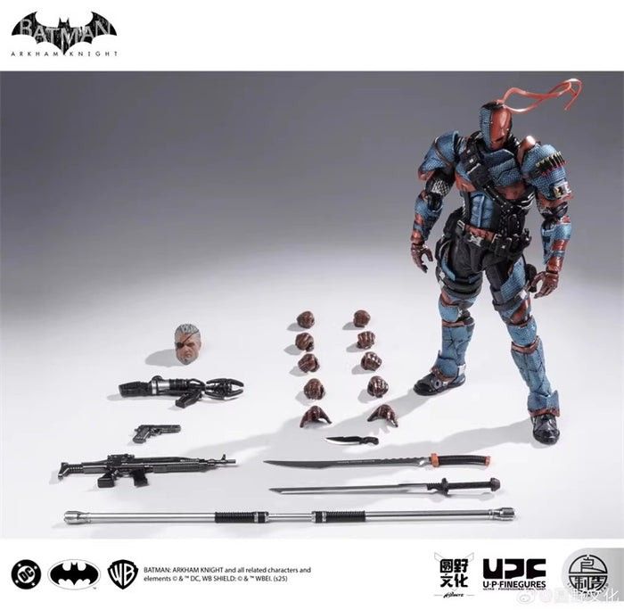 Batman Arkham Knight Deathstroke 1/12 Action Figure (Category: Toys & Games) located in Manila. Submitted by akosiariel05 (Listing ID 1429164123, Image 3). Description: Deathstroke action figure from the Batman Arkham Knight series. It comes with multiple accessories, including interchangeable hands, weapons, and an alternate head. The figure is highly detailed and poseable. It is a 1/12 scale figure..