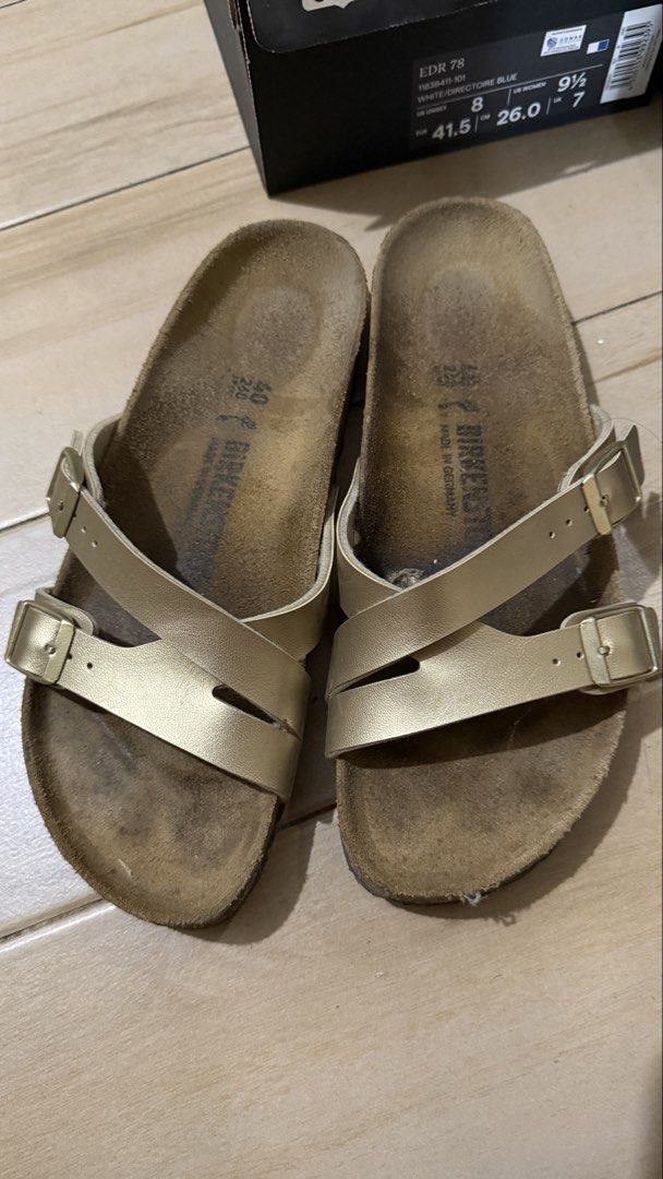 Birkenstock Sandals Gold (Category: Sandals) located in Navotas City. Submitted by simplifylife01 (Listing ID 1428992570, Image 1). Description: Bought in Japan I can send video if you want.