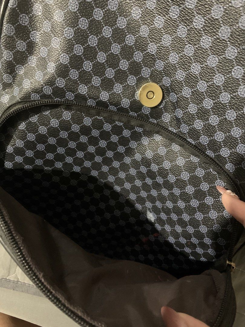 Black Checkered Medium Sized Backpack (Category: Backpacks) located in Manila. Submitted by aglpjs (Listing ID 1429085144, Image 2). Description: medium sized backpack for 300 💓 — not used and nakatago nalang — minimal issue: lipstick/ballpen stains sa first pocket (need cleaning) — no zipper issues, all working.