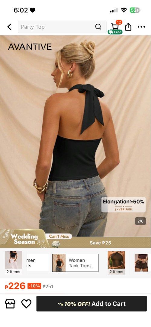Black shein halter top (Category: Sleeveless) located in Pasig City. Submitted by pm_dk (Listing ID 1429163396, Image 2). Description: Black halter top from Shein - Xs to Small - Only wore once, like brandnew!! .