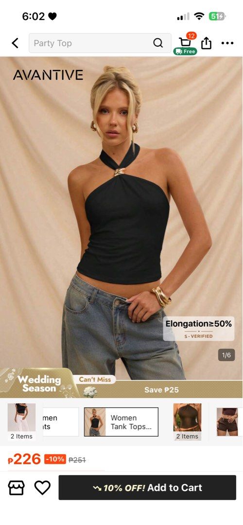 Black shein halter top (Category: Sleeveless) located in Pasig City. Submitted by pm_dk (Listing ID 1429163396, Image 1). Description: Black halter top from Shein - Xs to Small - Only wore once, like brandnew!! .