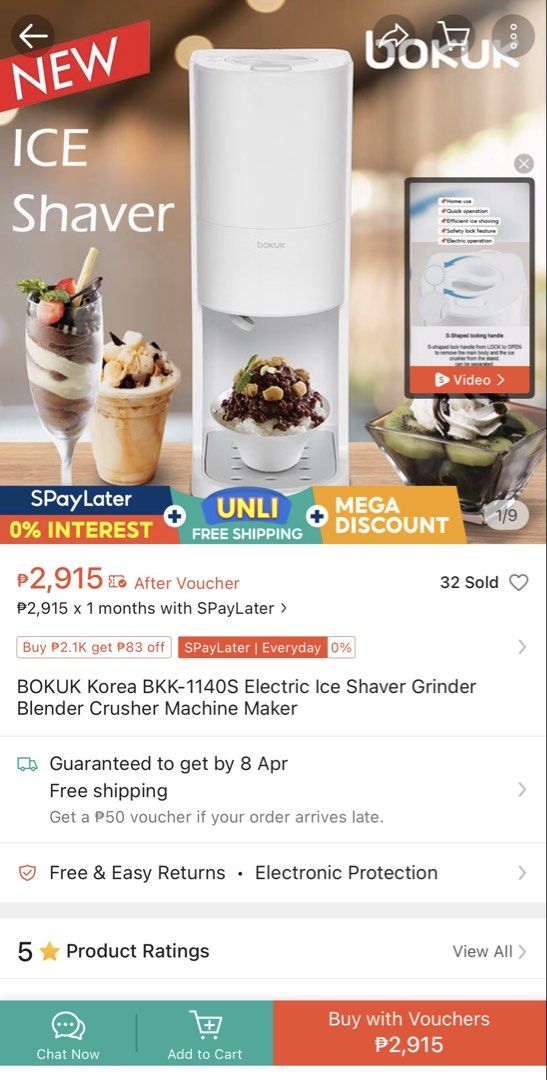 Bokuk Shaved Ice Maker (with 2 ice molds) (Category: Ice-cream Makers) located in Paranaque City. Submitted by yanar1 (Listing ID 1429073830, Image 3). Description: Purchased from Shop ee (shipped from Korea) Lightly used, no flaw Reason for selling: - only used twice Pickup from Arista Place, Paranaque.
