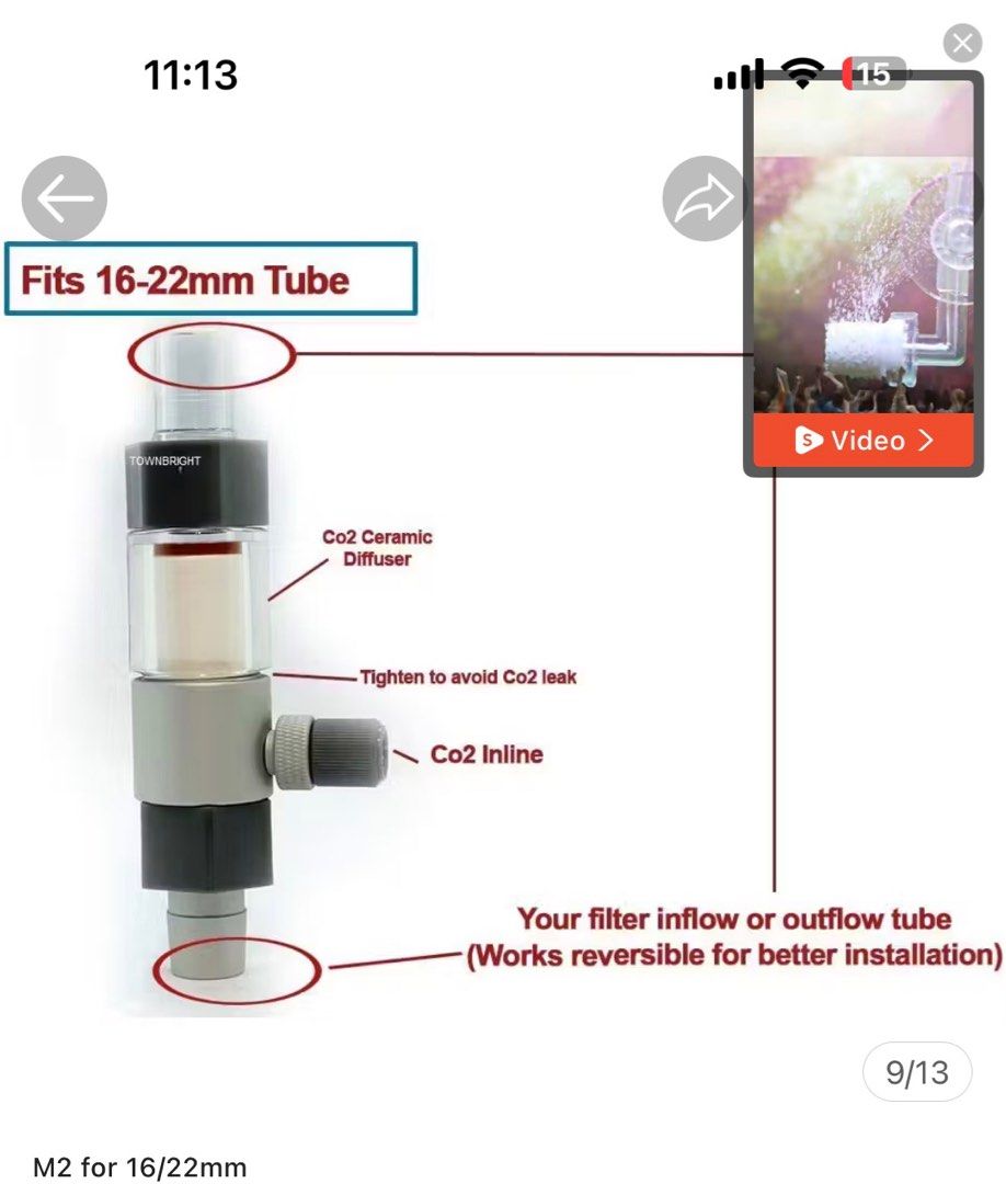 Co2 inline diffuser and Reactor (Category: Homes & Other Pet Accessories) located in Singapore. Submitted by laudunkiow (Listing ID 1429094028, Image 6). Description: ISTA Co2 external reactor. A new unit cost $19. Used unit sale for $12 Qanvee M2 out 16/22mm tank Co2 diffuser or atomizer. A new unit cost $24 Used unit sale for $15.