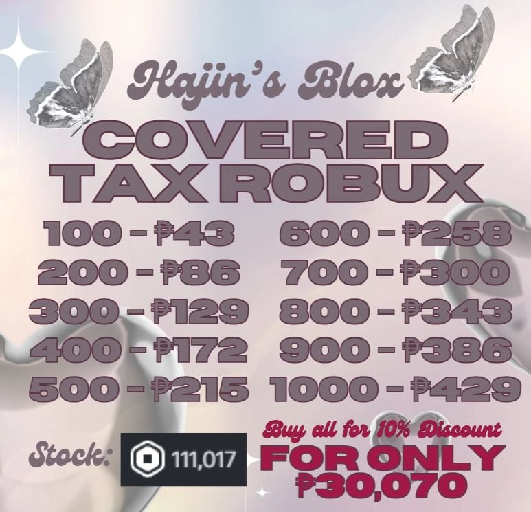 DISCOUNTED ROBUX COVERED TAX 43 pesos = 100 ROBUX via GAMEPASS, Video ...