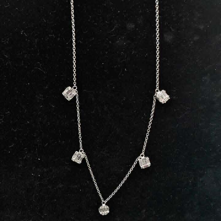 Emerald Illusion Diamond Station Necklace (Category: Necklaces) located in Manila. Submitted by vydeleon (Listing ID 1429102050, Image 1). Description: Emerald Illusion Diamond Station Necklace from Japan 18k white gold .35 carat emerald illusion .