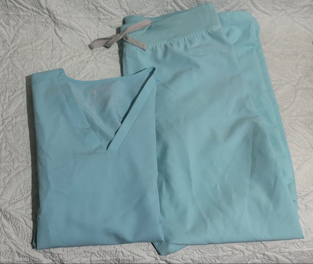 FIGS and White coat manila scrubs (Category: Sets or Coordinates) located in Quezon City. Submitted by levshop (Listing ID 1429041620, Image 2). Description: 1. FIGS Charcoal set [3,300] - Lightly used - S Montex top, M/P Zamora joggers 4. FIGS Aqua/Sea glass set [2,500] - Not a true pair, got confused with the colors since they look very similar 🥲 - Lightly used - M Aqua Casma top, M Sea glass Livingston pants.