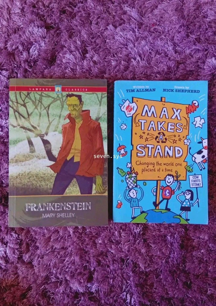 Frankenstein and Max Takes a Stand Books (Category: Storybooks) located in Davao. Submitted by seven.sys (Listing ID 1429103965, Image 1). Description: ❗️PRELOVED BOOKS ❗️ Price list: FRANKENSTEIN - 75 Max Takes A Stand - 100 MOP: gcash/gotyme/maribank MOD: j&t (sf shouldered by the buyer), MEETUP/PICKUP (within davao/digos city).
