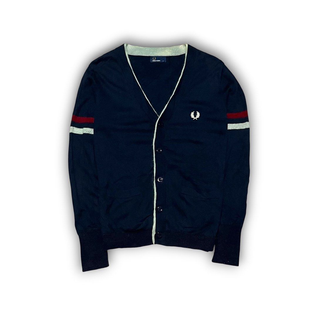 Fred Perry Knitted Cardigan (Category: Activewear) located in Davao. Submitted by lwndvo (Listing ID 1429098531, Image 1). Description: Fred Perry Knitted Cardigan Excellent UC Dimensions: Width: 20.5 Length: 27 Issue/s: Minor lints since knitted Price: 2,000+ shipping.