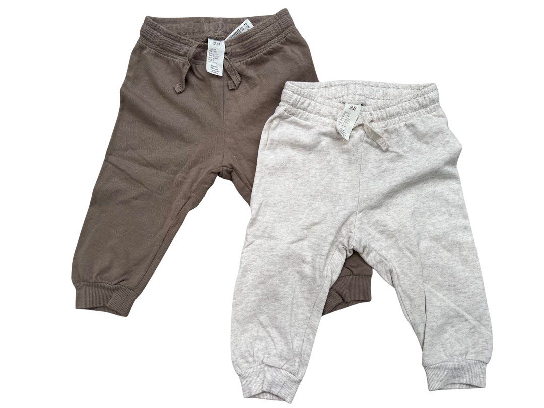 H&M Baby Jogger Pants (Category: Babies & Kids Fashion) located in Tagkawayan. Submitted by gailejoves (Listing ID 1429120651, Image 1). Description: two pairs of baby jogger pants from H&M. Both have an elastic waistband with a drawstring. The cuffs are elasticated. .