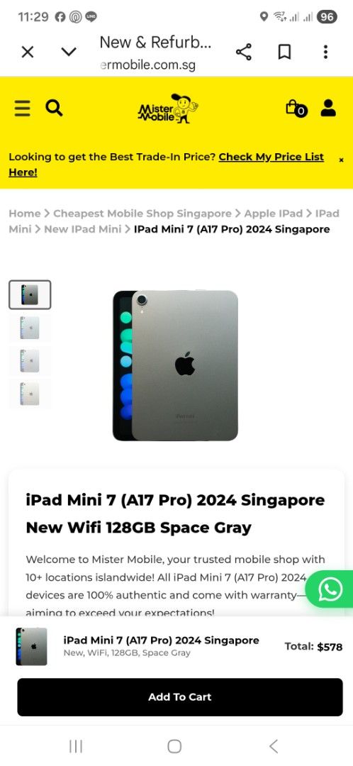iPad Mini (A17 Pro) 128GB Space Gray WiFi