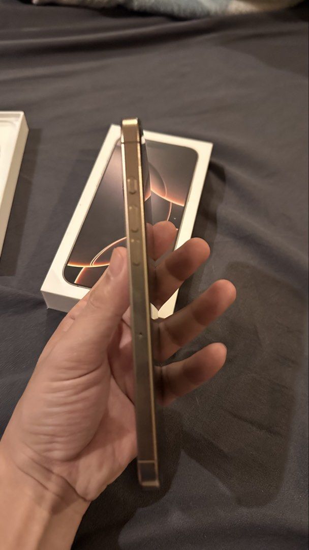 Iphone 16 pro max (Category: iPhone 16 Series) located in Las Pinas. Submitted by evolcruz (Listing ID 1429121285, Image 2). Description: acquired feb 2025. smart locked. 256gig. no scratch. like new. 1yr palang. bat health 96 smart locked.