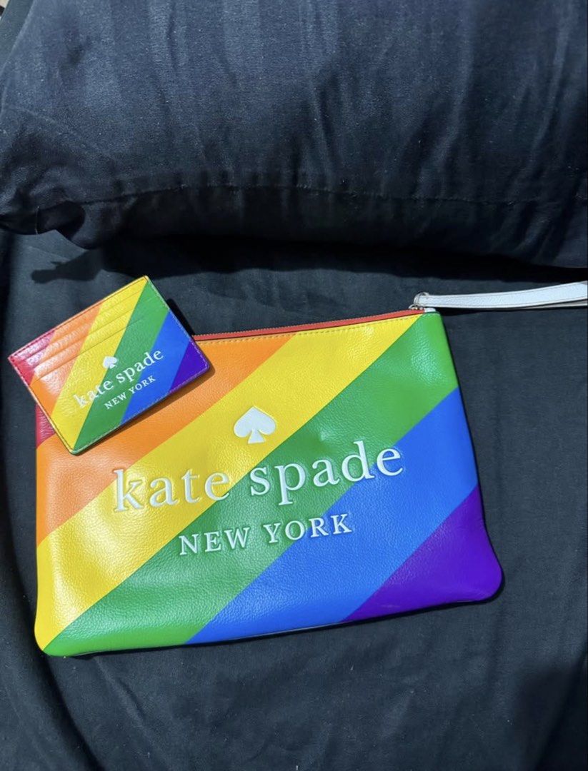 Kate Spade Rainbow Clutch and Cardholder Set (Category: Luxury Bags & Wallets) located in Cebu City. Submitted by k_sat (Listing ID 1429090183, Image 3). Description: Authentic Kate Spade Rainbow Clutch in Large size & card holder Twice lang nagamit. .