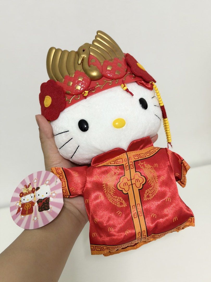 McDonald's 2009 Chinese Wedding Hello Kitty Plush (Category: Plushies & Soft Toys) located in Quezon City. Submitted by treasures.delight (Listing ID 1429119078, Image 3). Description: - McDonald's 2009 Chinese Wedding Kitty Plush. - Features two Kitty plushies. - Dressed in traditional Chinese wedding outfits. - Includes original tags. - A rare collectible item. - Perfect for Kitty enthusiasts and collectors..