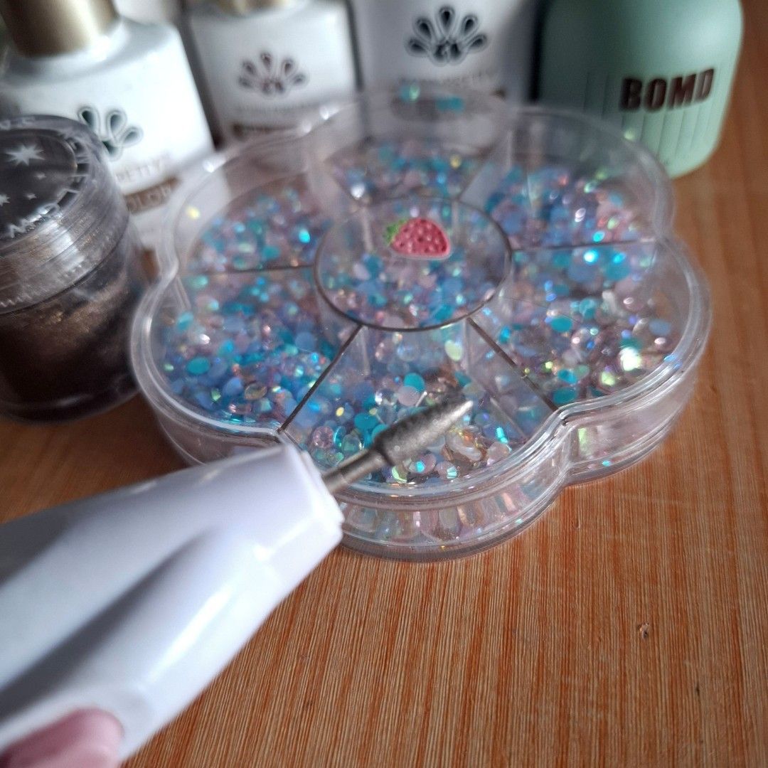 Nail Polish Set with Rhinestones and Drill (Category: Hands & Nails) located in Quezon City. Submitted by ana-chan (Listing ID 1429059225, Image 3). Description: sold as set NOTE: Price is fixed - we give discounts for multiple orders only ☺️.