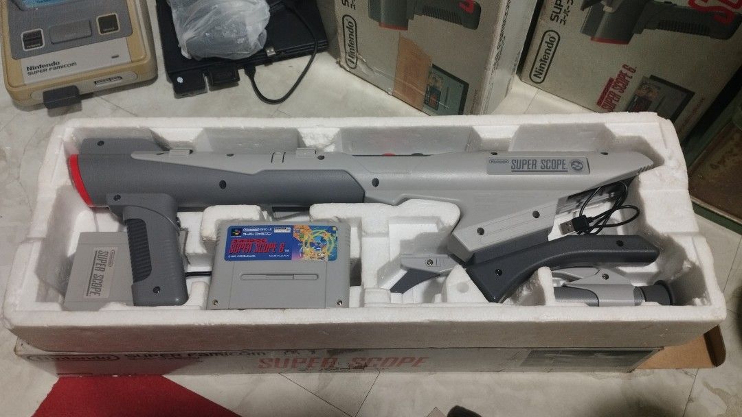 Super Scope with MODDED Battery (Category: Action & Battle Toys) located in Manila. Submitted by pogi21dragon (Listing ID 1429145901, Image 2). Description: 🔥 Super Scope 6 (Upgraded – Long Battery Life!) 🔥 Play longer! Can last 4 - 5+ hours on full charge. 🔵 Blue light = fully charged Built-in module (inside the light gun) 📺 Works on CRT TV only (not for modern LED/Smart TV) ₱3,500 ✔ Light gun ✔ Cartridge ✔ Receiver ✔ Module + 1 battery ✔ US