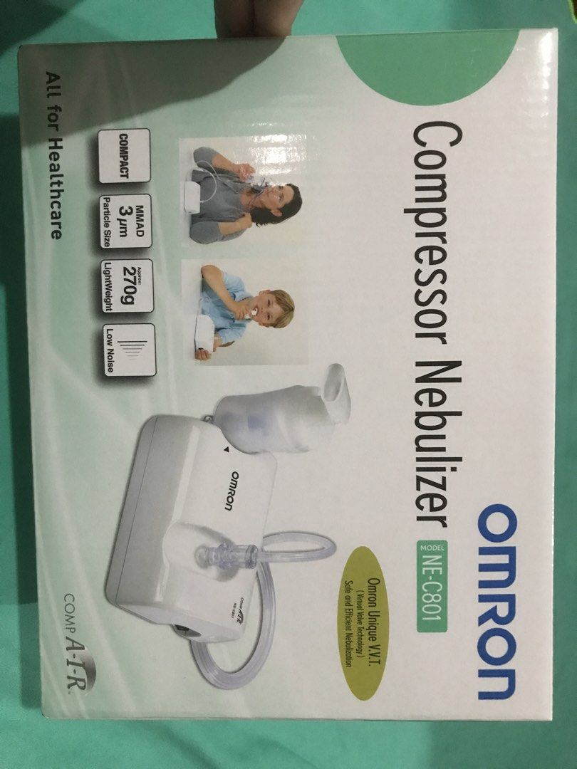 Omron compressor nebulizer- NE-C801 (Category: Medical Supplies & Tools) located in Quezon City. Submitted by bargain_finds (Listing ID 1429104607, Image 1). Description: *Never used, brand new. Opened just to check if parts are complete. *rfs: decluttering house; this is a reserve unit *retail price: 2980php.