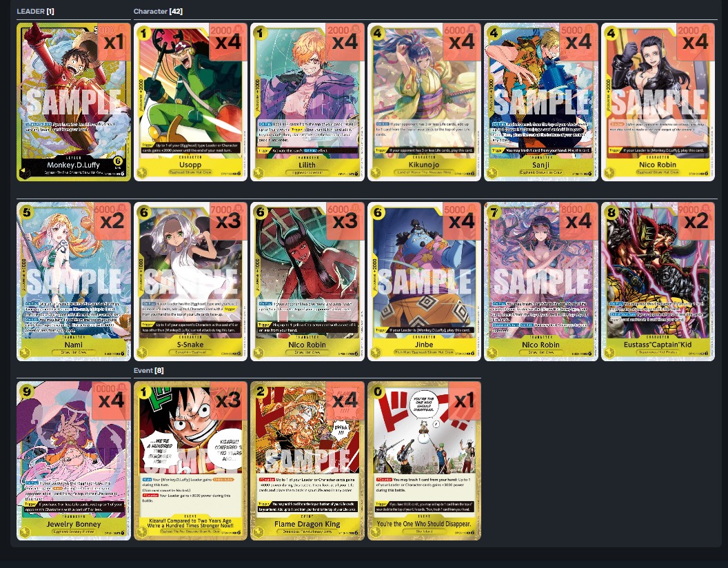 One Piece OPTCG - Yellow Luffy Deck Jap, Hobbies & Toys, Toys & Games ...