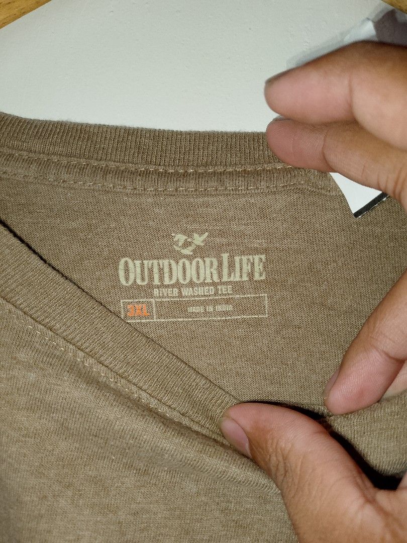 Outdoor Life River Washed Tee XXL (Category: Tshirts & Polo Shirts ) located in Santa Cruz. Submitted by extrainchukay (Listing ID 1429110396, Image 2). Description: Brown Outdoor Life River Washed Tee. Features a pocket on the chest. The shirt is a size XXL. Made in India. The shirt has a relaxed fit..