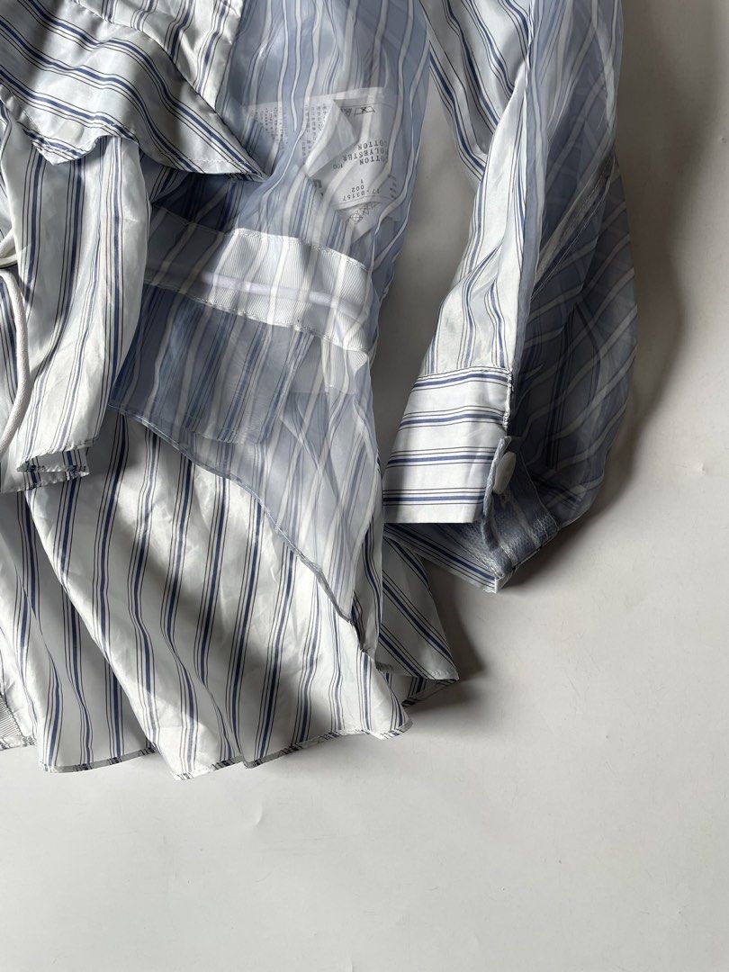 Sacai Striped Layered Shirt (Category: Shirts) located in Baguio. Submitted by themgarbage (Listing ID 1429107320, Image 3). Description: Condition:Great Size tagged:1 Width:20.5 Length:24 Shoulder:15 Sleeves:25.