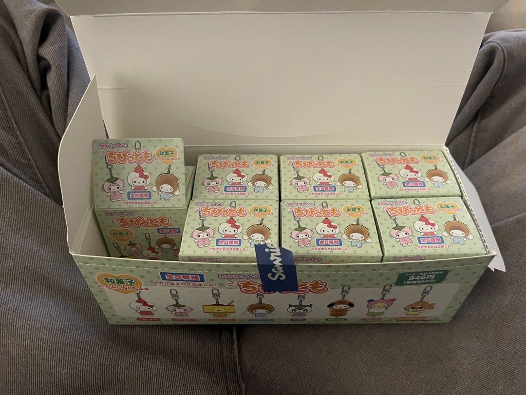Sealed Sanrio Chibitomo Keychain Blind Box (Category: Character Goods) located in Makati City. Submitted by woniniwoo (Listing ID 1429075115, Image 1). Description: available: 3 - sealed 1 - hello kitty strawberry 1 - pochacco dango (?) mop: gcash mod: j&t and sdd tags: pompompurin pochacco corocorokuririn kuromi my melody cinnamoroll usahana dango blind box.