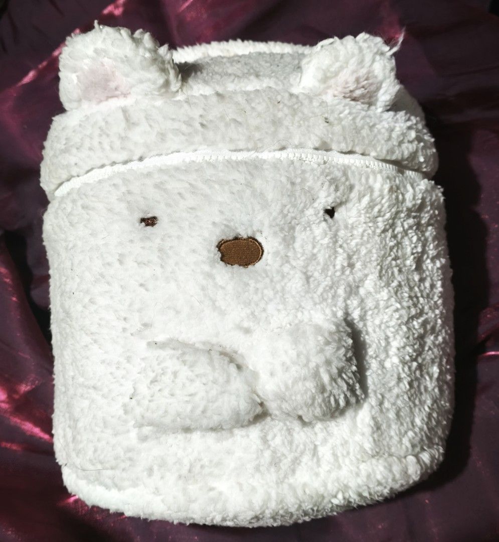 Sumikko Gurashi - Shirokuma Big Pouch / Make Up Pouch (Category: Purses & Pouches) located in San Mateo. Submitted by Keith.03. (Listing ID 1429016072, Image 1). Description: Zipper is working, still retain its form, tag is still intact and visible. Only used this to store doll clothes. Will wash before shipping. Not in perfect condition since this is a used item, please manage expectations. Shipping: J&T / Flash Express / Lalamove Payment: Gcash