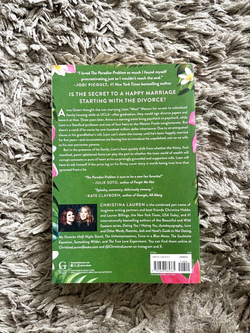 The Paradise Problem by Christina Lauren (Paperback) (Category: Storybooks) located in Las Pinas. Submitted by keepitninabookshelf (Listing ID 1429032003, Image 2). Description: - Genre: Romance - Appearance: No foxing | no tears or missing pages | no markings | no creases 🔹 More pictures and/or details of the book are available upon request; just send a DM 😊 🔹 All books are original but pre-loved so kindly manage your expectations 👌 🔹Books 