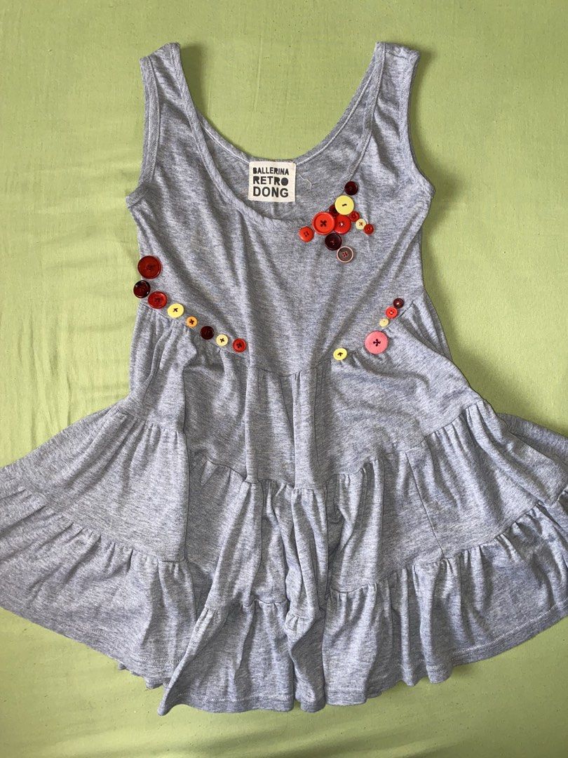 Twee esoteric button DIY upcycled overjeans dress (Category: Dresses) located in Manila. Submitted by caimixed (Listing ID 1429016890, Image 1). Description: 🍎 I sewn the buttons in myself !! fits M-Semi Large best would love to keep but it's too big for me.
