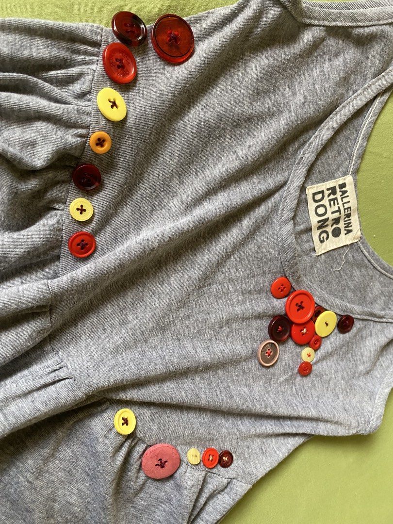Twee esoteric button DIY upcycled overjeans dress (Category: Dresses) located in Manila. Submitted by caimixed (Listing ID 1429016890, Image 2). Description: 🍎 I sewn the buttons in myself !! fits M-Semi Large best would love to keep but it's too big for me.