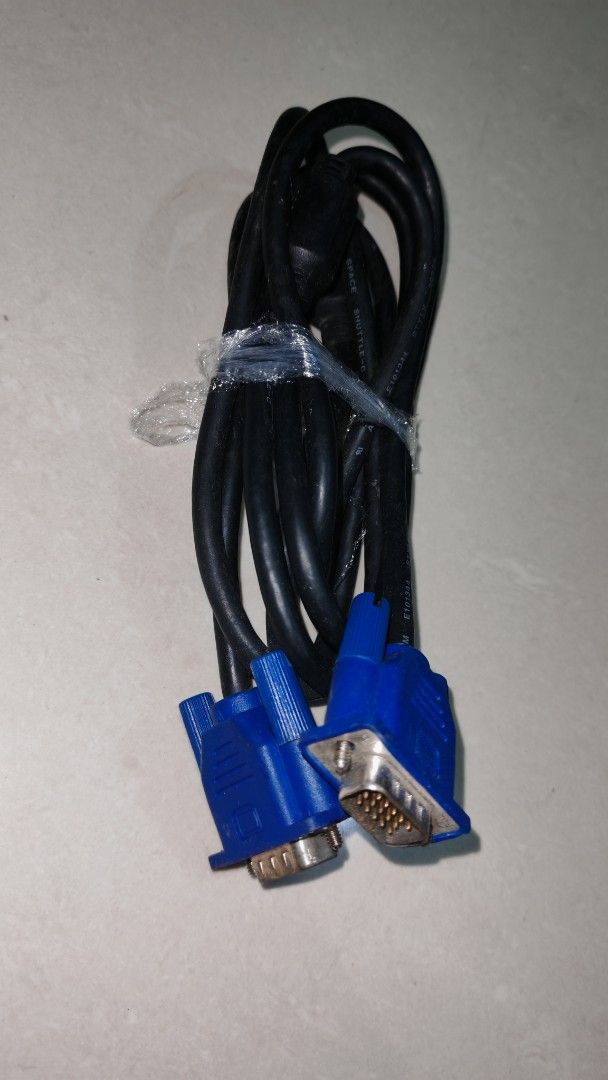 VGA Cable (Category: Cables & Adaptors) located in Quezon City. Submitted by plantcorner (Listing ID 1429166548, Image 2). Description: VGA cable with blue connectors. It is used to connect a monitor to a computer. It is a standard VGA cable, suitable for various monitors and computers..