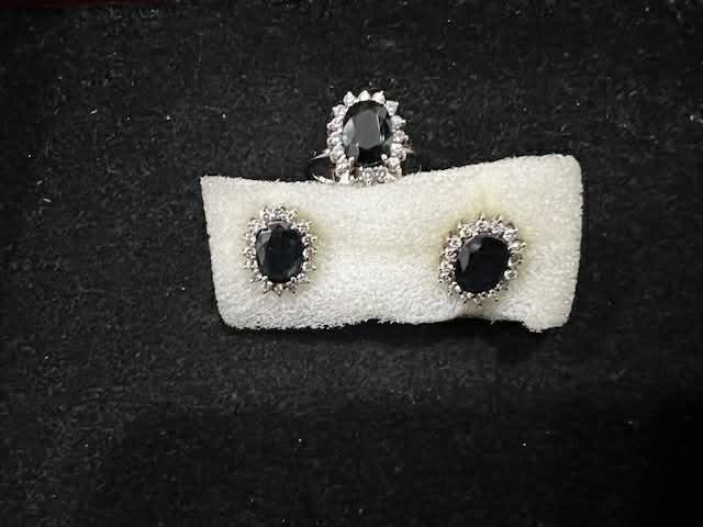 14k White Gold Sapphire Earrings and Ring Set (Category: Earrings) located in Quezon City. Submitted by marjoretz (Listing ID 1424334377, Image 2). Description: Details are in the photo.