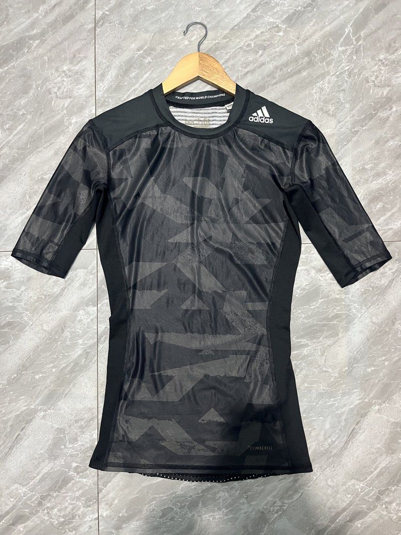 Adidas Techfit Climachill Compression Shirt - Large (Category: Activewear) located in Palayan City. Submitted by erae_lf (Listing ID 1424389097, Image 1). Description: No issue Good as new 9/10 condition 9/10 color-rate Tight compression Thick Stretchable fabric Printed design Size L on tag Width 16” stretchable Length 27” Send me message Will provide additional photo My location Palayan City Nueva Ecija .