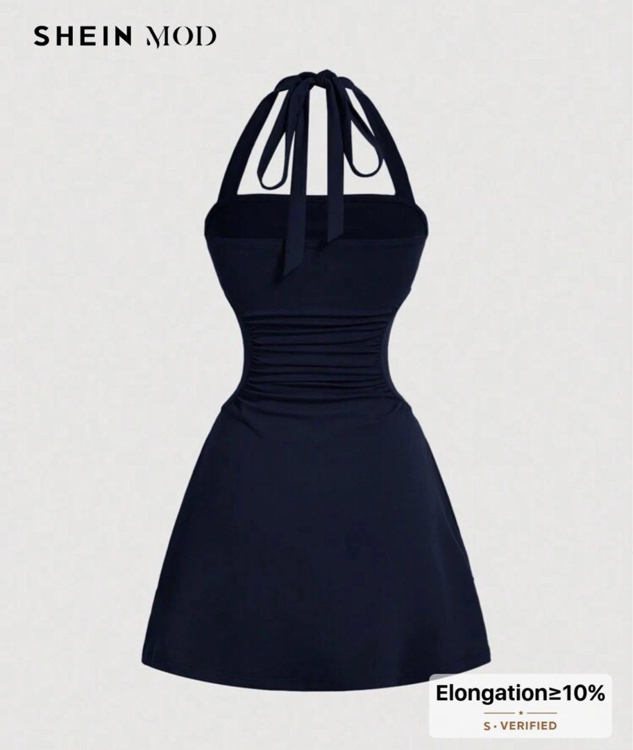 SHEIN Blue Halter Dress (Category: Dresses) located in Pasay City. Submitted by declutterwme01 (Listing ID 1424463389, Image 2). Description: RFS: wrong size Size:XS (can fit to S) For reference my waist is 28 NEVER BEEN WORN! price is the same from SHEIN (+sf) no return/refund once transaction is processed buyer will book/shoulder lalamove loc: españa or taft MOP: gcash/cash dm me if u have any questions! .