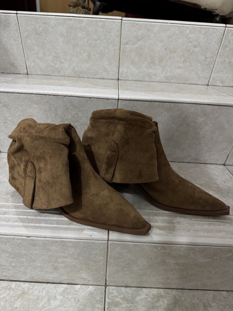 Brown Suede Cowboy Boots Size 39 (Category: Boots) located in Quezon City. Submitted by ekacloset (Listing ID 1424473234, Image 3). Description: Used once Very stylish Great for traveling and OOTD.