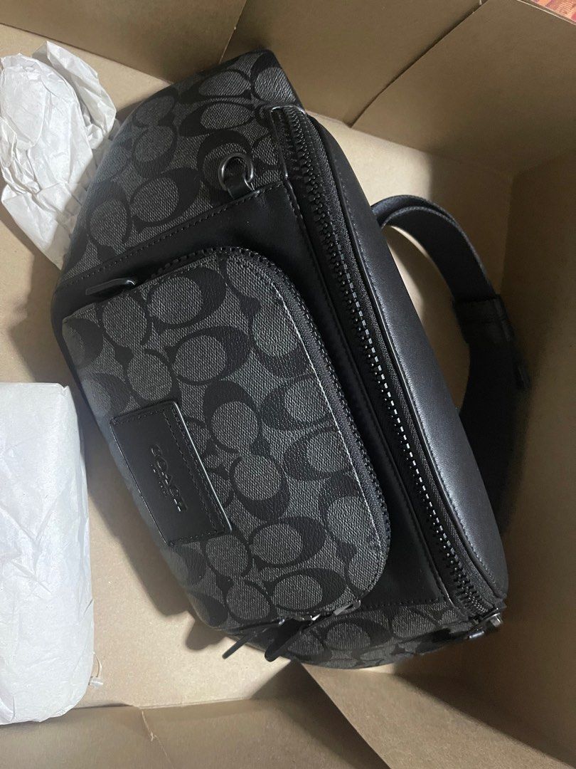 Coach belt bag brandnew (Category: Belt bags, Clutches and Pouches) located in Quezon City. Submitted by shopnkeep (Listing ID 1424456760, Image 3). Description: Brand new and guaranteed authentic From US Purchased: 350 usd Selling: 12,000 Coach Men’s Track Belt Bag in Charcoal Black Signature Canvas and leather MOP: bpi gcash Shipping: c/o buyer Loc : qc.