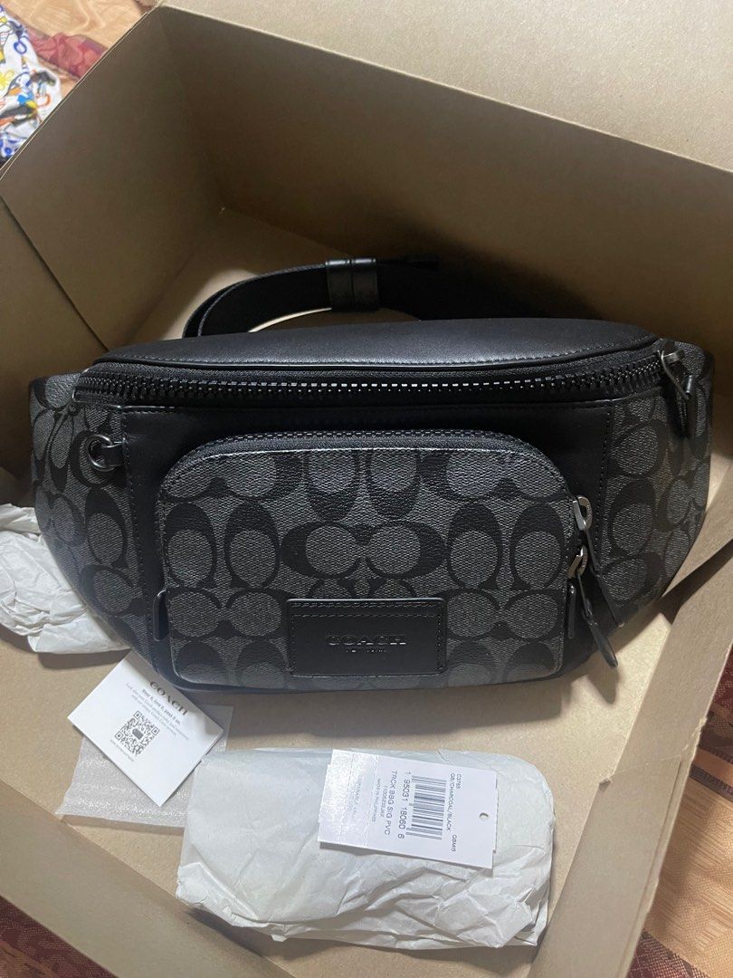 Coach belt bag brandnew (Category: Belt bags, Clutches and Pouches) located in Quezon City. Submitted by shopnkeep (Listing ID 1424456760, Image 1). Description: Brand new and guaranteed authentic From US Purchased: 350 usd Selling: 12,000 Coach Men’s Track Belt Bag in Charcoal Black Signature Canvas and leather MOP: bpi gcash Shipping: c/o buyer Loc : qc.