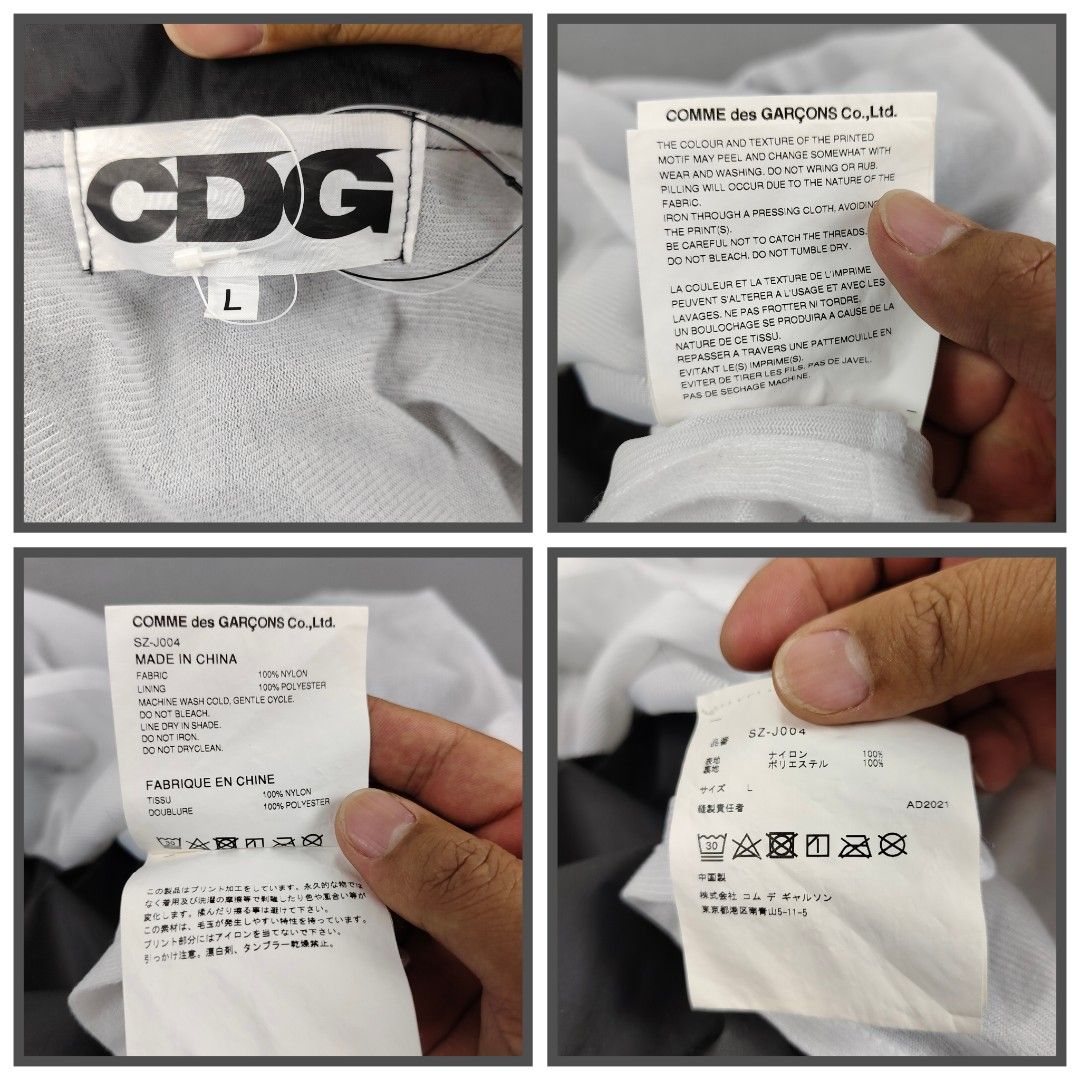 COMME Des garcons CDG (LARGE) (Category: Coats, Jackets and Outerwear) located in Baguio. Submitted by archival_thrifted.ph. (Listing ID 1424451452, Image 2). Description: FOR SALE‼️ .COMME DES GARCONS CDG .EXCELLENT CONDITION .ISSUE THE PRINTED LOGO IS PEELING OFF A BIT,KINDLY CHECK LAST PHOTO .LARGE ON TAG (MENS) .PHP 3400 PLUS SF .❌❌ COP/COD .MOP GCASH .COURIER J&T .BAGUIO AREA .DM FOR SURE BUYER TY.