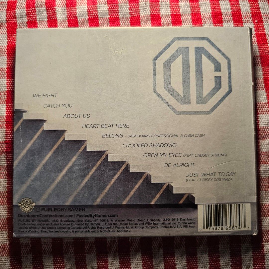 Dashboard Confessional - Crooked Shadows CD - CD NM (Category: CDs & DVDs) located in Quezon City. Submitted by serefrenpaz (Listing ID 1424485569, Image 2). Description: CD of Dashboard Confessional's album "Crooked Shadows". The CD includes songs like "We Fight", "Heart Beat Here", and "Just What to Say". The CD case and disc are included. The album was released in 2018..
