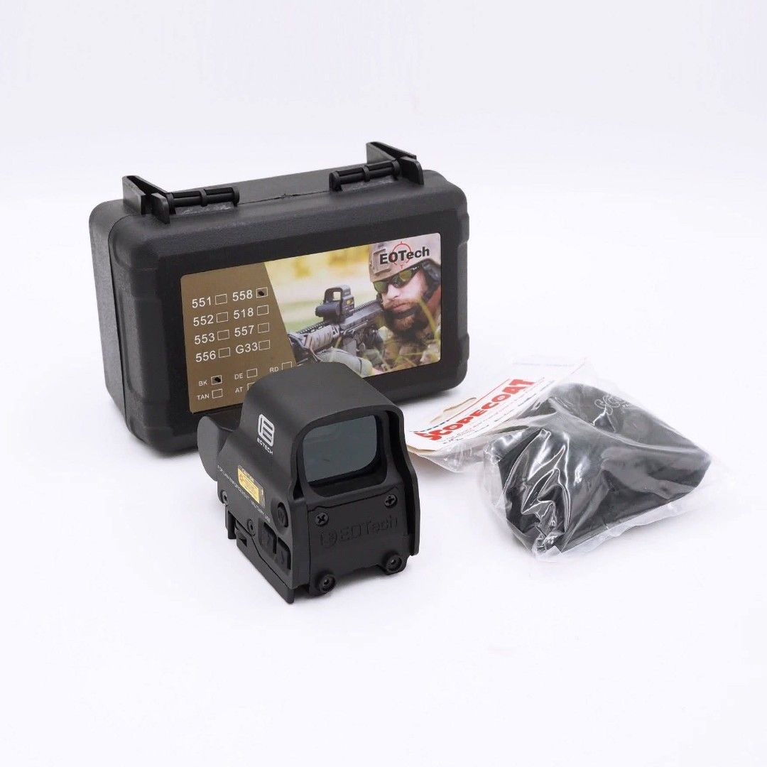 EOtech 558 optics Scope Telescope (Category: Combat Sports) located in Manila. Submitted by philippians143 (Listing ID 1424457539, Image 2). Description: The EOTech Holographic Red Dot Sight is the shortest model available from EOTech. It runs on a single CR123A battery which provides up to 600 hours of continuous runtime at setting 12. The EXPS leaves tons of rail space available for mounting flip-up iron sights or a magnifier and the integral m