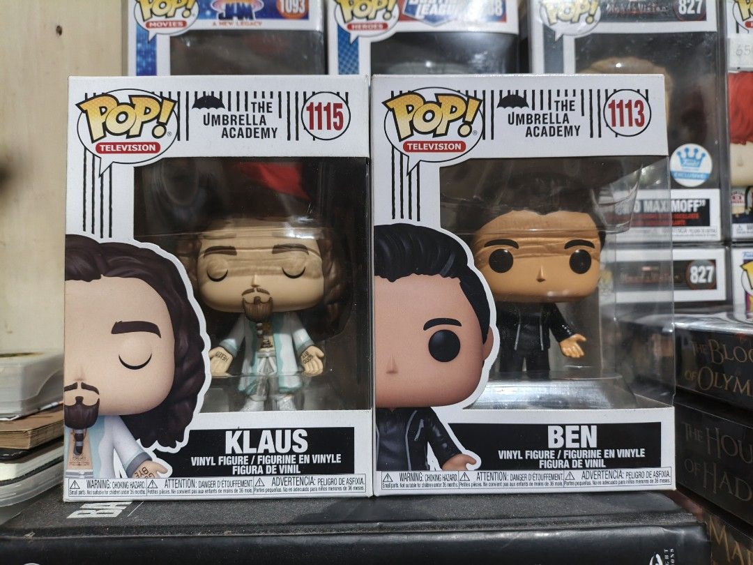 Funko Pop The Umbrella Academy Klaus & Ben (Category: Figurines & Statues) located in Bulacan. Submitted by deklaterPH (Listing ID 1424520743, Image 1). Description: - Funko Pop! vinyl figures of Klaus and Ben from The Umbrella Academy. - Klaus figure number: 1115 - Ben figure number: 1113 - Figures are from the Television series. - Both figures are in their original packaging..