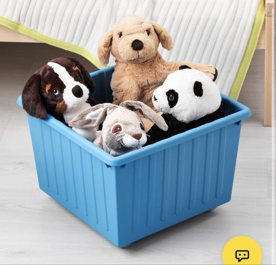 IKEA VESSLA toy Storage Crate with Casters (Category: Storage Boxes & Baskets) located in Manila. Submitted by artsygunda (Listing ID 1424358681, Image 1). Description: Good as new, need a bit of dusting/cleaning Not used at all. Just stored 4pcs available 3 lid available 290 each (with lid) 190 (one piece without lid) Take all 3pcs with lid + 1 without 1K --migrating.