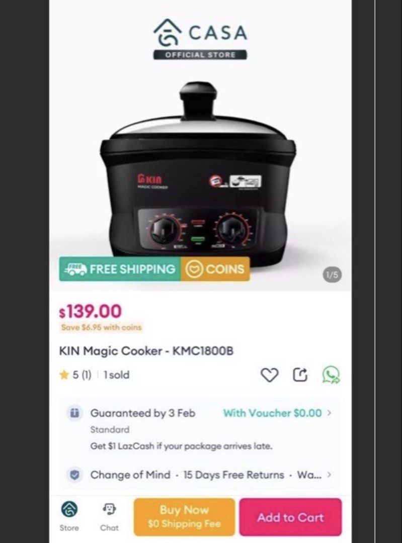 Kin Magic Cooker KIN Magic Cooker KMC1800B - Brand New, TV & Home Appliances, Kitchen ...