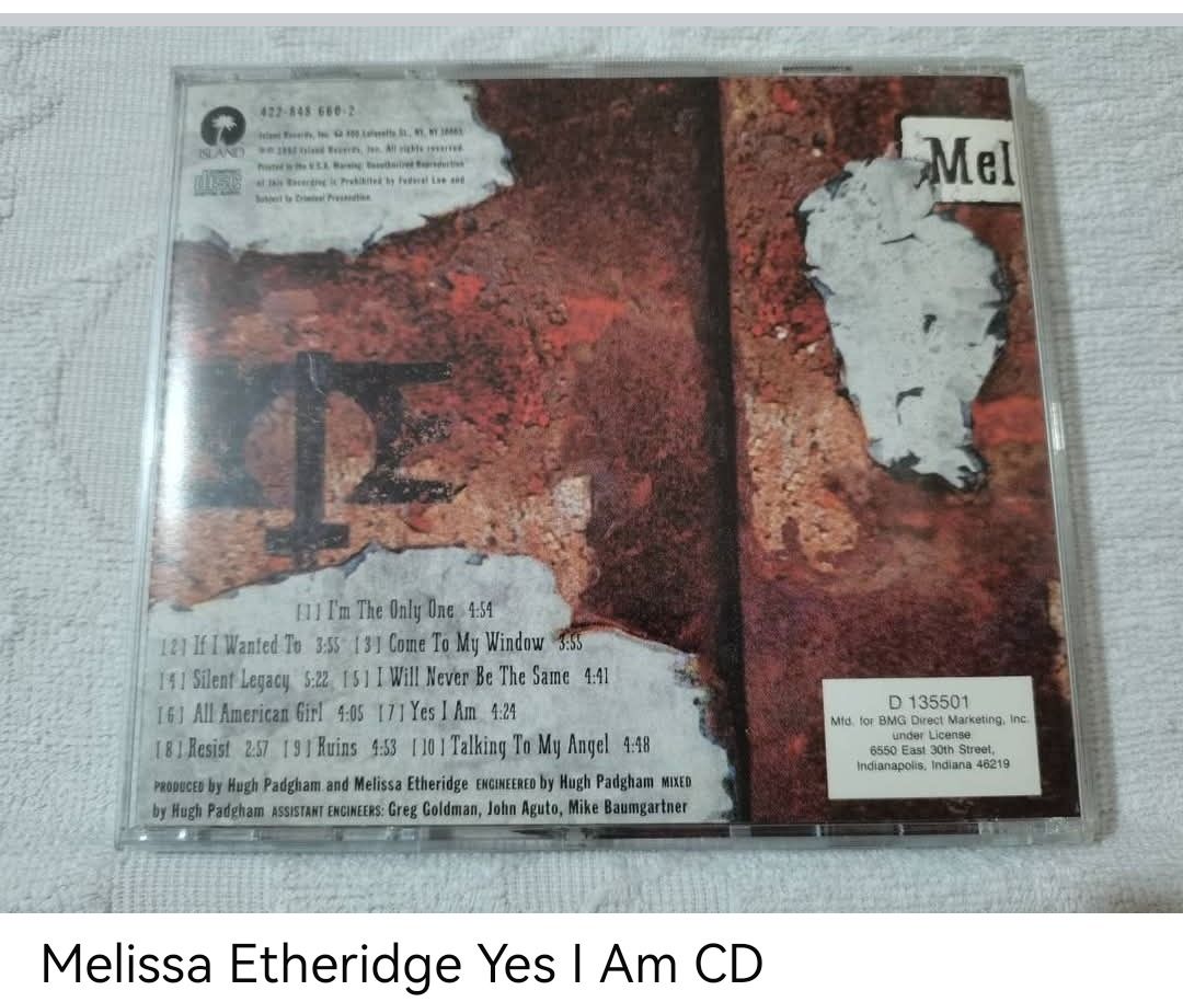 Melissa Etheridge Yes I Am CD (unsealed) (Category: CDs & DVDs) located in Dangcagan. Submitted by cd_haven5 (Listing ID 1424389448, Image 2). Description: Melissa Etheridge Yes I Am CD (US) NM-M condition 375 + SF M condition 450 + SF #FORSALE #FORSALE #FORSALE #Authentic #Legit #Original We only sell original items. All items posted are on hand. Please message me for availability of the item/s because the items are also posted on my other onlin