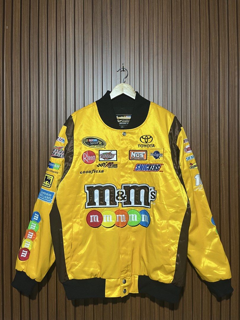 M&M's NASCAR Jacket (Category: Coats, Jackets and Outerwear) located in Kalibo. Submitted by gogettathrift (Listing ID 1424363456, Image 1). Description: M&M’s NASCAR Racing Jacket Brand New Size XL on tag 25x30 dimensions 15k Market Value Selling for only ₱8,00” 📍Kalibo, Aklan 🚚 Ships nationwide via J&T or LBC 🤝 MOP: GCash 09498394907 Joseph Alvarez #Streetwear #GoGettaThrift- Authentic M&M's NASCAR Jacket - Size: XL - Color: Yellow satin wit